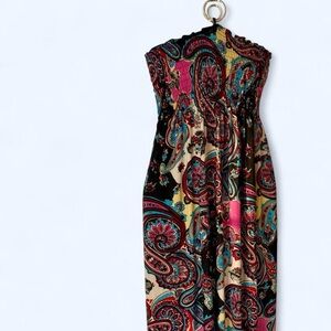 Boho multi-coloured paisley print maxi dress w adjustable Unbranded approx S